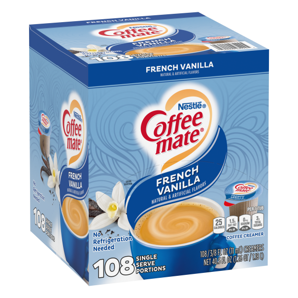 Coffee mate French Vanilla Liquid Creamer Singles 0.375 Fl Oz (Pack of 108)